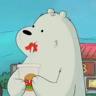 ✨ Ice Bear We Bare Bears dibujos animados, oso, comiendo, bebida, hamburguesa, comida rápida telegram sticker
