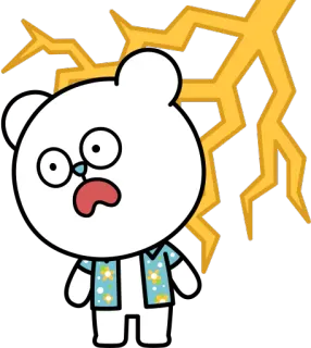 😳 dibujo animado, oso, impactado, rayo, mono, gracioso telegram sticker