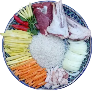 🍗 jedzenie, mięso, składniki, gotowanie, ryż, warzywa, kuchnia, pilaw telegram sticker