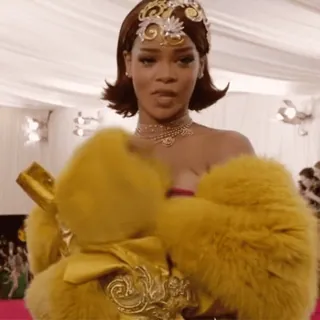 ๐ Rihanna celebrity, singer, fashion, Met Gala, dress whatsapp sticker