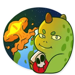 😏 cartoni animati, mostro, teschio, violenza, pianeta, spazio, distruzione telegram sticker