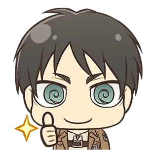 👍 Eren Yeager Attack on Titan Anime, Personagem, Eren Yeager, Ataque dos Titãs, Joinha, Chibi telegram sticker