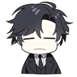 😑 Anime, Personagem, Triste, Homem, Terno telegram sticker