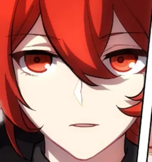 🌟 Diluc Genshin Impact Anime, Rambut merah, Video game, Api whatsapp sticker