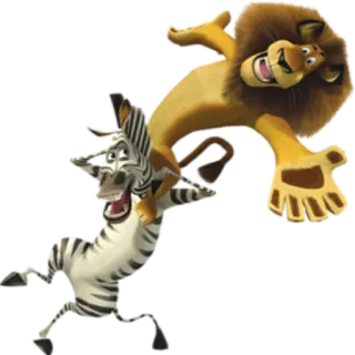 😊 Alex and Marty Madagascar zebra, leone, amicizia, cartone animato, animale telegram sticker
