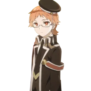 😯 Animé, Personnage, Dessin animé, Homme, Lunettes, Uniforme whatsapp sticker