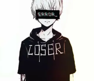 🌟 ERROR アニメ, エラー, 悲しい, 負け犬, エモ, グリッチ, ティーン, 少年 whatsapp sticker