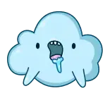 🤤 cartoon, cloud, cute, funny, blue, drool telegram sticker