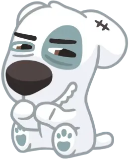 😏 chien, animal, mignon, dessin animé, triste, blessé, patch whatsapp sticker