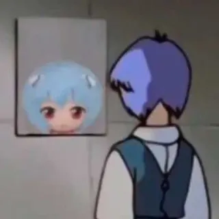 😶 Rei Ayanami Neon Genesis Evangelion アニメ, 綾波レイ, エヴァンゲリオン, キャラクター, 鏡, 反射 telegram sticker