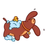 🛁 hond, dier, cartoon, schattig, puppy, bad, rubberen eend, bubbels telegram sticker