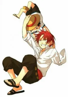 💫 Luffy One Piece Luffy, Shanks, Anime, Kreskówka, Przyjaźń telegram sticker