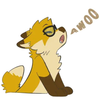🐺 AWOO fox, glasses, cartoon, animal, awoo telegram sticker