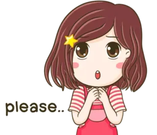 🙁 please.. Dibujo animado, Chica, Lindo, Suplicando, Estrella telegram sticker