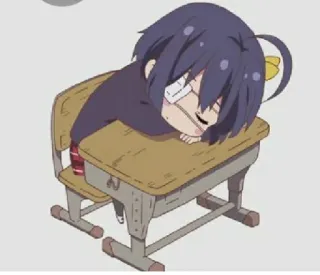 😴 animé, chibi, bureau d'écolier, dormir, fatigué, dessin animé whatsapp sticker