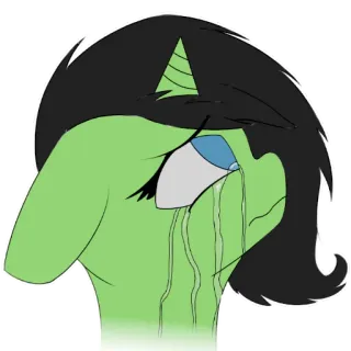 💦 小马, 哭, 难过, 卡通, 眼泪, 绿色小马 telegram sticker