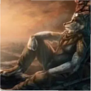 😔 antropomorficzny, wilk, fantasy, postać, zwierzę telegram sticker