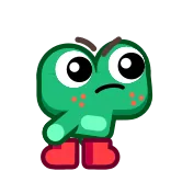 😠 rana, cartone animato, carino, personaggio, verde, animale whatsapp sticker