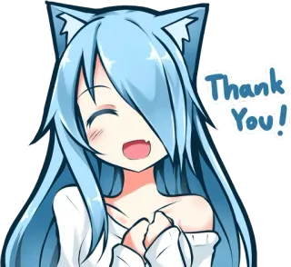 😅 Thank You! สาวอนิเมะ, หูแมว, ขอบคุณ, น่ารัก, สติกเกอร์, ความกตัญญู telegram sticker