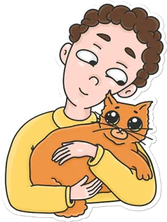 ☺️ persona, gatto, abbraccio, cartone animato, adesivo, animale, amicizia telegram sticker