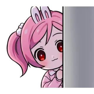 👀 Anime, Lindo, Kawaii, Chica, Mirar, Conejo, Rosa telegram sticker