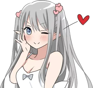 😉 Anime, Garota, Bonito, Corações, Desenho animado whatsapp sticker