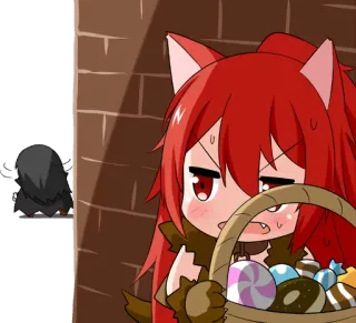 🤫 Anime, Lindo, Caramelo, Cesta, Chica gato, Monstruo telegram sticker