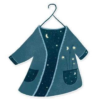 👗 Kleidung, Jacke, Sterne, Mond, Weltraum, Nacht, Mode, Kleiderbügel telegram sticker