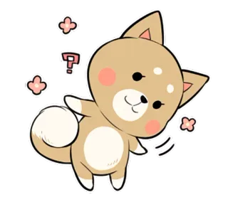 ❓ собака, милый, животное, сиба-ину, вопросительный знак, кавай, питомец telegram sticker