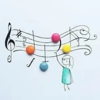🎵 musique, notes, mélodie, art, dessin, fille telegram sticker