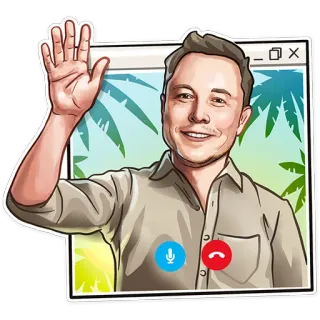 👋 Elon Musk elon musk, videogesprek, groet, internet, zakenman telegram sticker