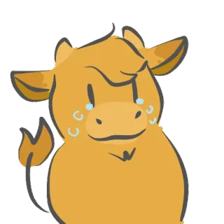 😢 Cartone animato, Animale, Mucca, Carino, Triste, Emozioni telegram sticker