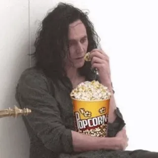 🌪 Loki pipoca, sentado, Marvel, assistindo, Loki, deus da travessura telegram sticker