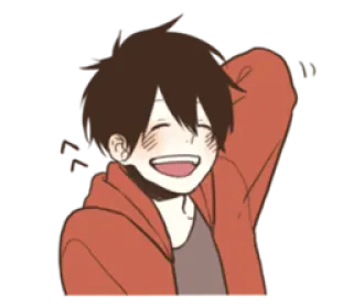 😅 cartoon, happy, smiling, anime, boy, character, cute whatsapp sticker