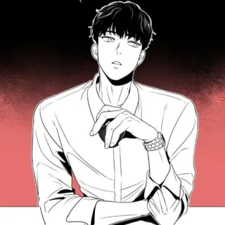 🍾 mann, schwarzweiß, charakter, anime, zeichnung, skizze telegram sticker