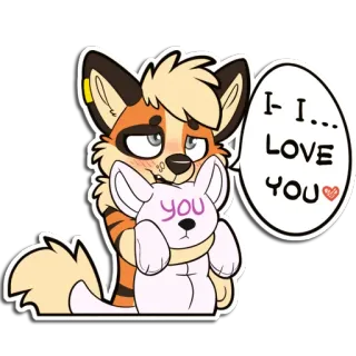 ❤️ I- I... LOVE YOU furry, love, cute, hugging, affection, anthropomorphic, sticker telegram sticker