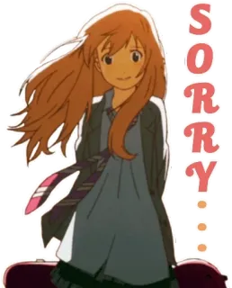 🙂 SORRY ragazza anime, scusa, perdono, adesivo, cartone animato telegram sticker