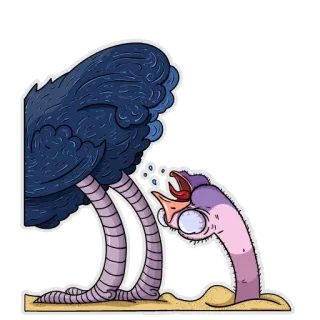 🙁 avestruz, desenho animado, pássaro, engraçado, animal telegram sticker