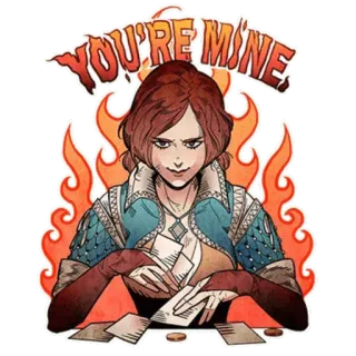 😈 Triss Merigold The Witcher YOU'RE MINE the witcher, triss merigold, gra, fantasy, naklejka, postać, rude włosy, magia telegram sticker
