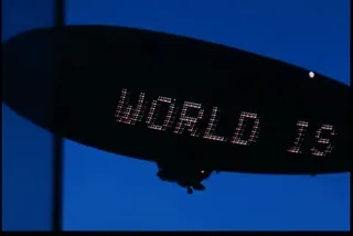 🌟 WORLD IS dirigible, zeppelin, texto, cielo telegram sticker