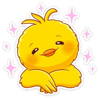 🐥 słodki, kurczak, zwierzę, żółty, iskierki, kreskówka telegram sticker