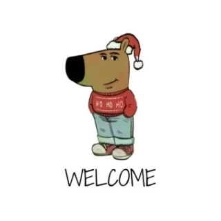 🧸 WELCOME หมา, คริสต์มาส, หมวกซานต้า, ยินดีต้อนรับ, ทักทาย, การ์ตูน telegram sticker