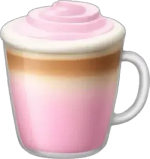 🤩 coffee, latte, pink, drink, sweet, beverage telegram sticker