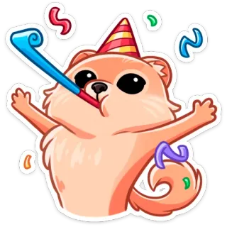 🥳 강아지, 파티, 축하, 생일, 귀여운, 동물, 축제, 만화 telegram sticker