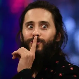 🤫 Jared Leto Jared Leto, diễn viên, suỵt, ngón tay lên môi, người nổi tiếng telegram sticker