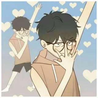 💃 kartun, anak laki-laki, kacamata, hati, lucu, karakter, animasi telegram sticker
