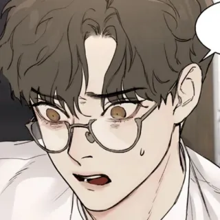 🧋 anime, man, cartoon, portrait, glasses, face, expression, scared telegram sticker