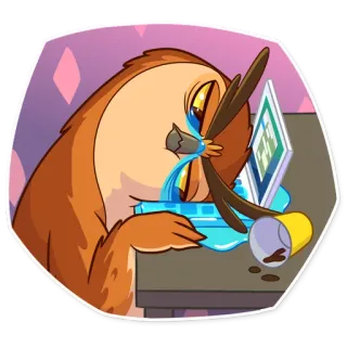 😰 burung hantu, menangis, komputer, sedih, kopi, tumpah telegram sticker