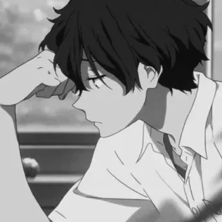 🕸 Anime, Menino, Preto e branco, Retrato, Animação telegram sticker