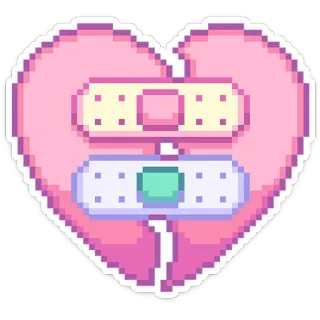 💔 Herz, gebrochenes Herz, Pflaster, Verband, Pixelkunst, Heilung, Liebe telegram sticker